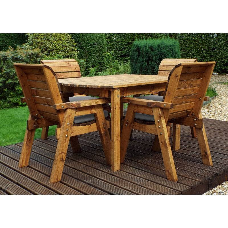 Scandinavian Redwood Garden Patio Dining Set by Charles Taylor - 4 Seat Grey Cushions