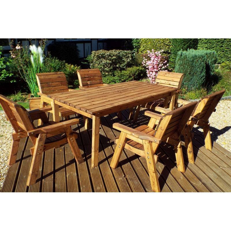 Scandinavian Redwood Garden Patio Dining Set by Charles Taylor - 6 Seat Grey Cushions