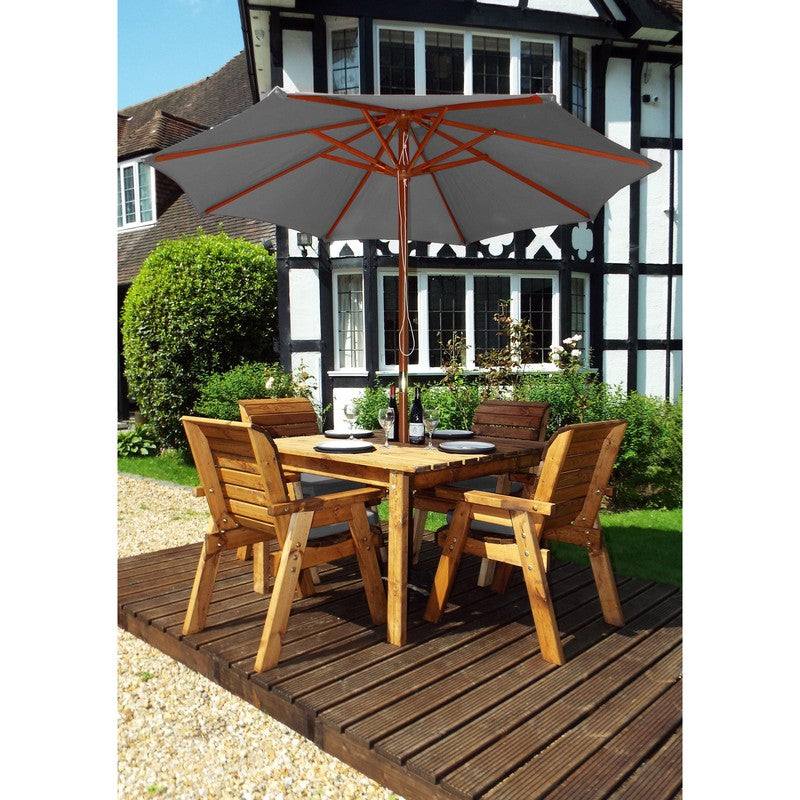 Scandinavian Redwood Garden Patio Dining Set by Charles Taylor - 4 Seat Grey Cushions