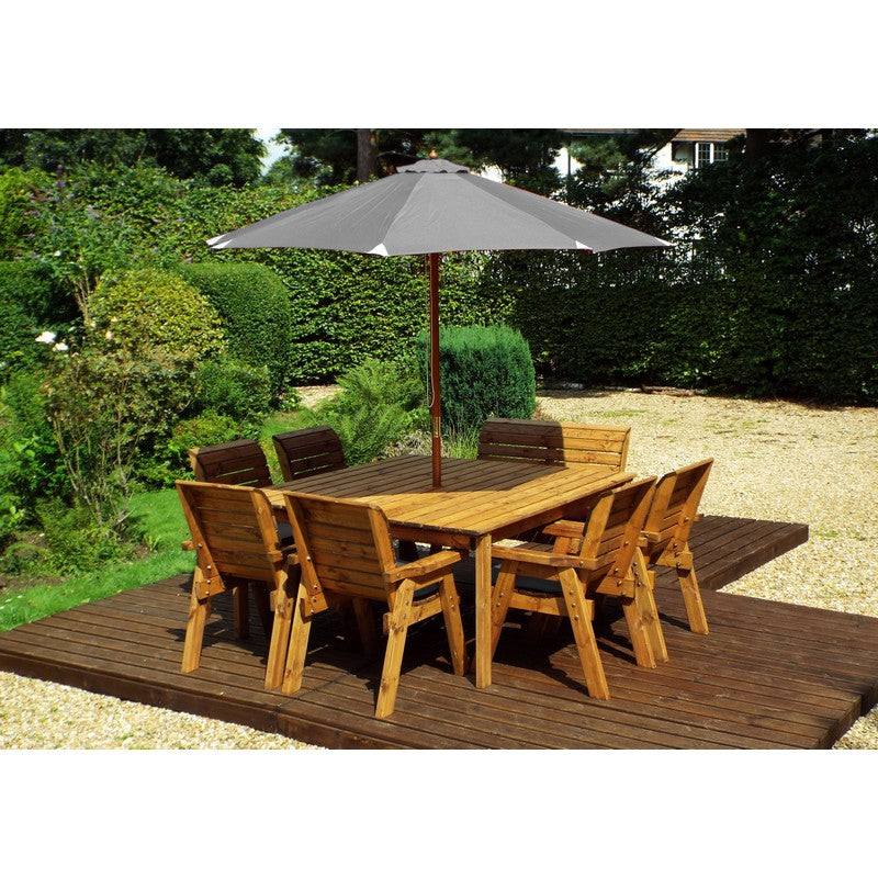 Scandinavian Redwood Garden Patio Dining Set by Charles Taylor - 8 Seat Grey Cushions