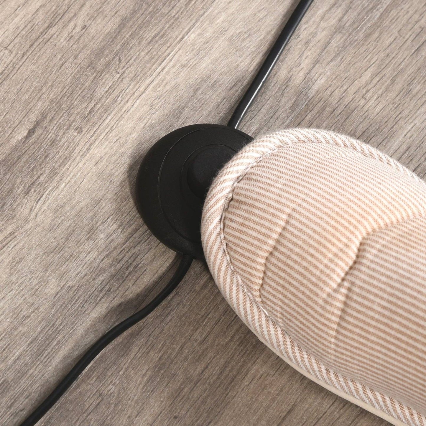 Natural Wood Tripod Floor Lamp Light E27 Base Bedroom Living Room Fabric Shade Storage Shelf Foot Switch