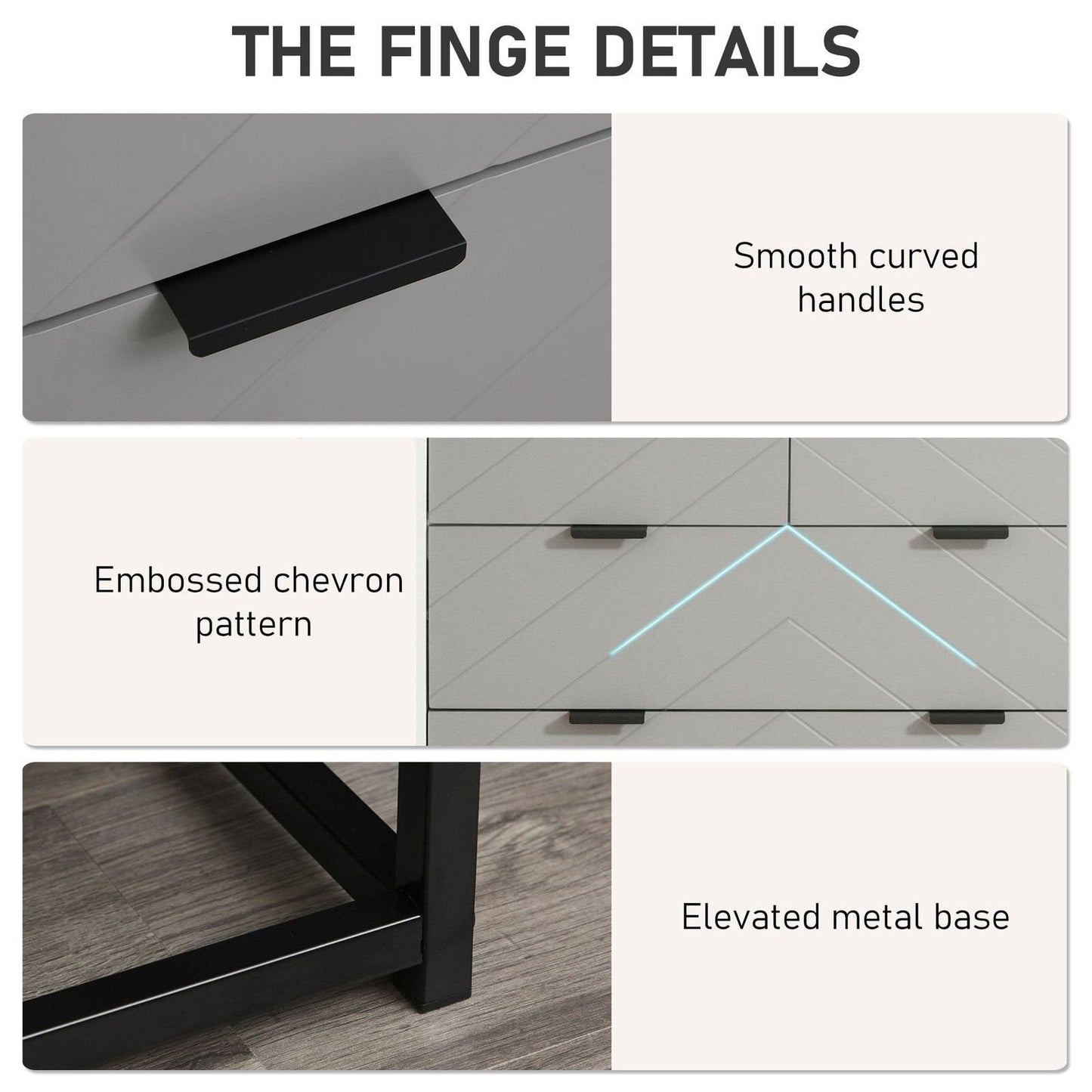 Chest of Drawers with Metal Handles Freestanding Dresser for Bedroom