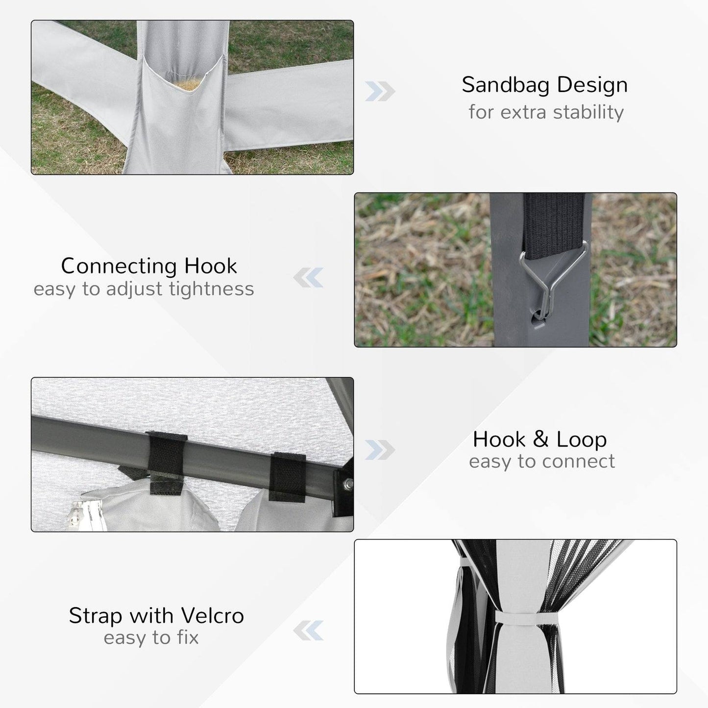 3.2m Pop Up Gazebo Hexagonal Canopy Tent Outdoor Sun Protection with Mesh Sidewalls