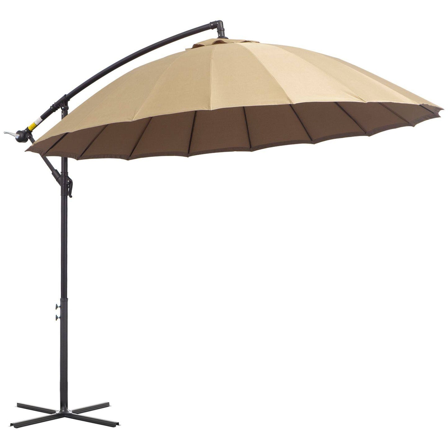 3M Cantilever Umbrella 18 Ribs & Vents Adjustable Angle for Patio Khaki