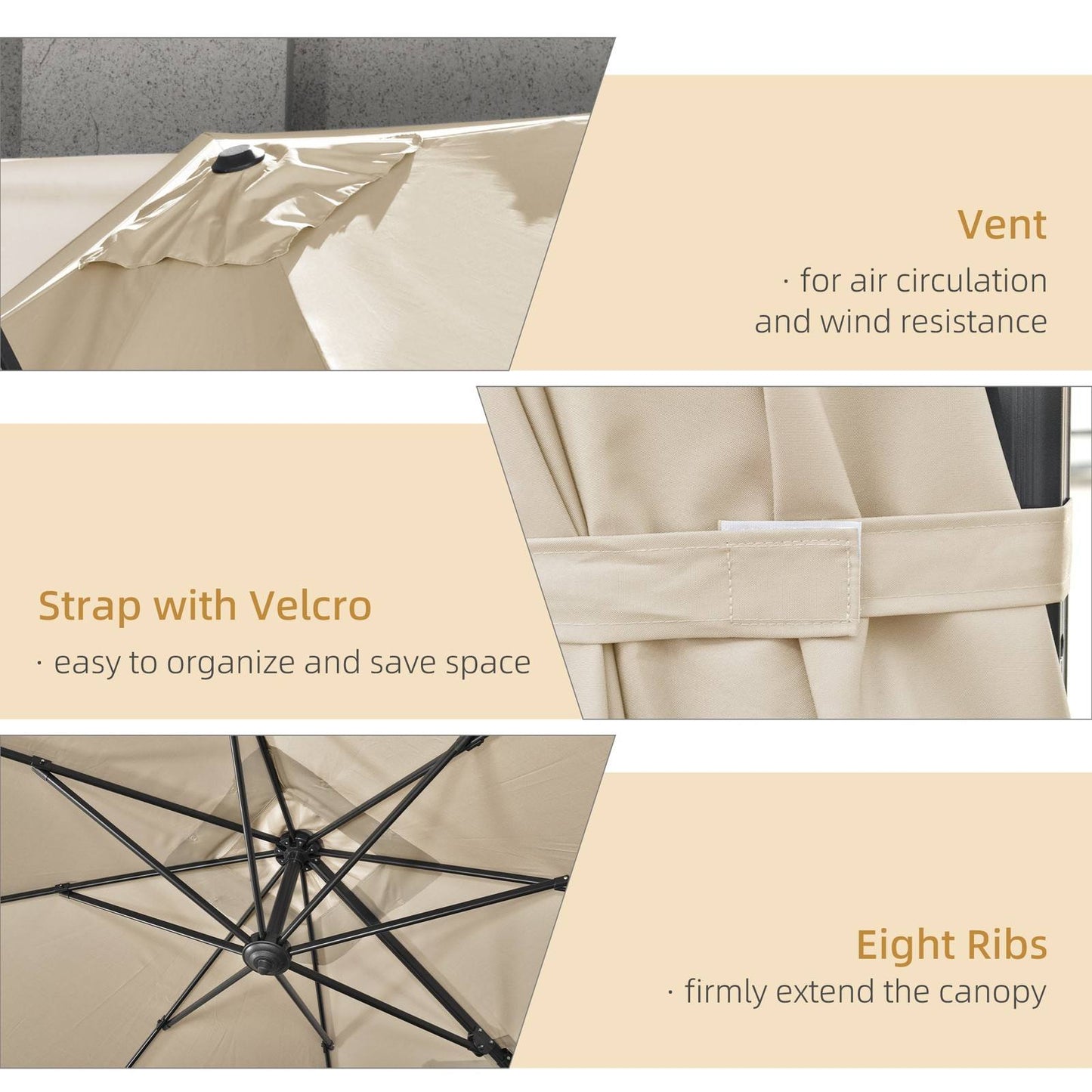 2.7m Square Overhanging Cantilever Umbrella