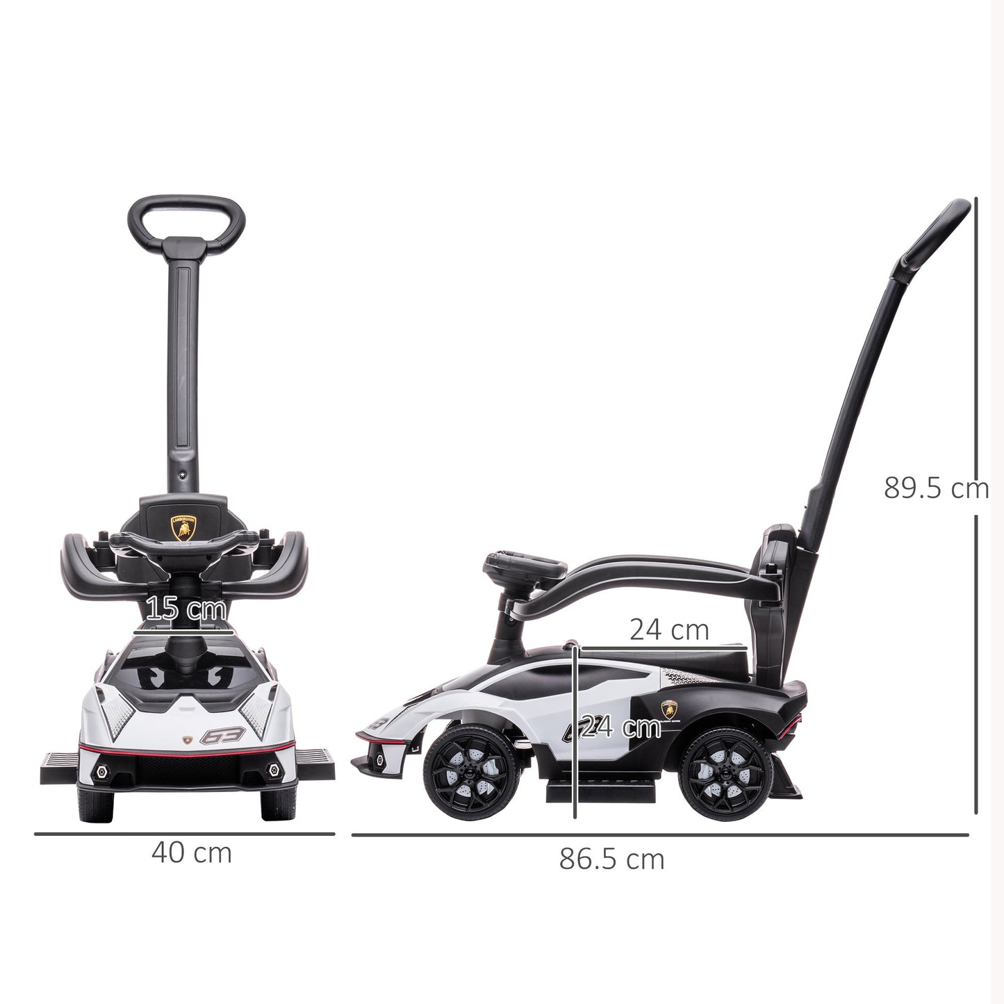 2 in 1 Baby Essenza SCV12 Ride On Car With Parenr Handle 1 To 3 Years White by Aiyaplay