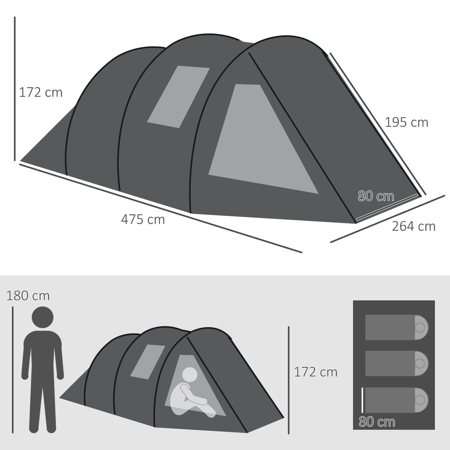 3-4 Man Tunnel Tent