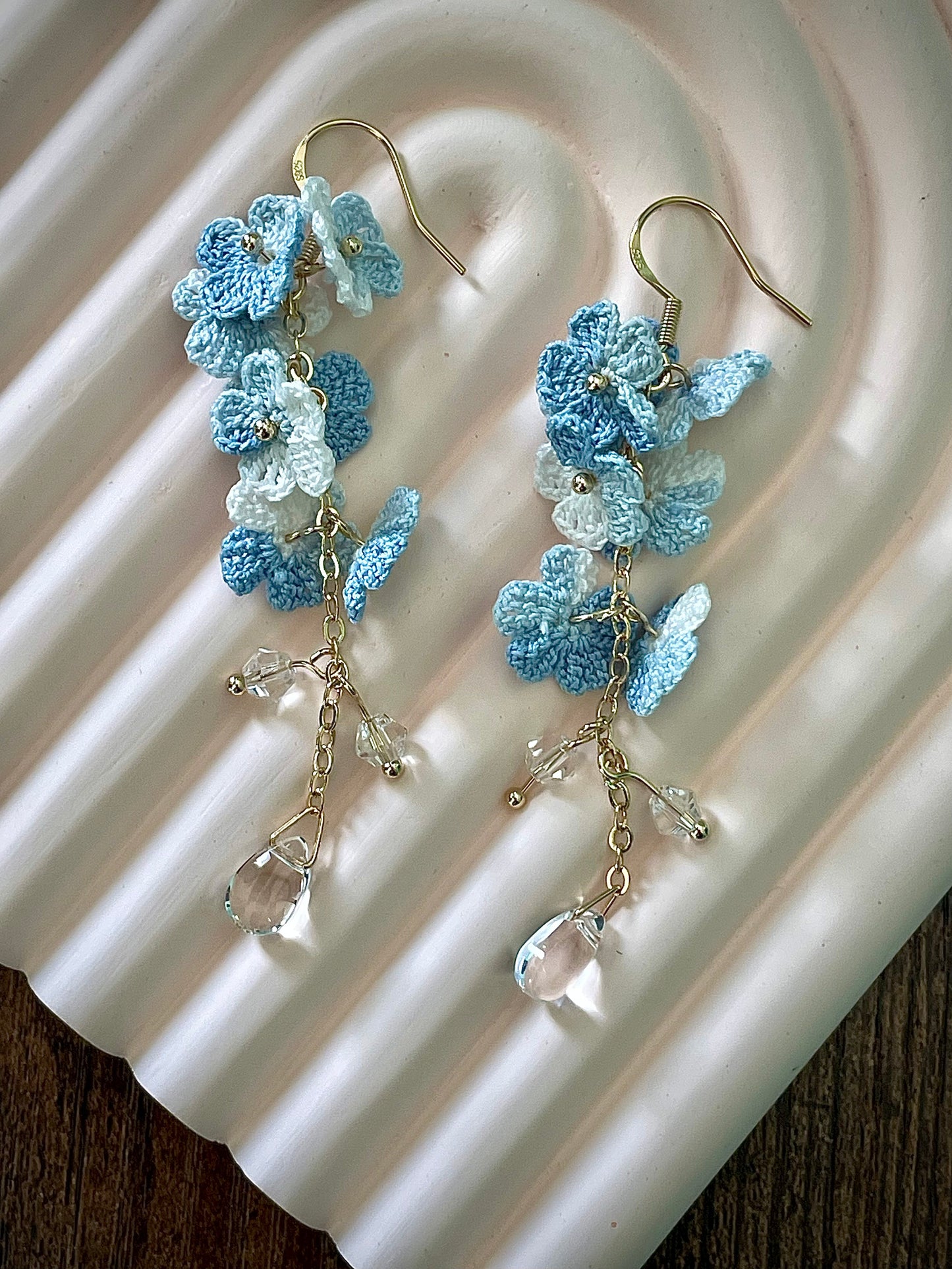 Myosotis Earring Danglers Micro-Crochet that Blossom with Charm