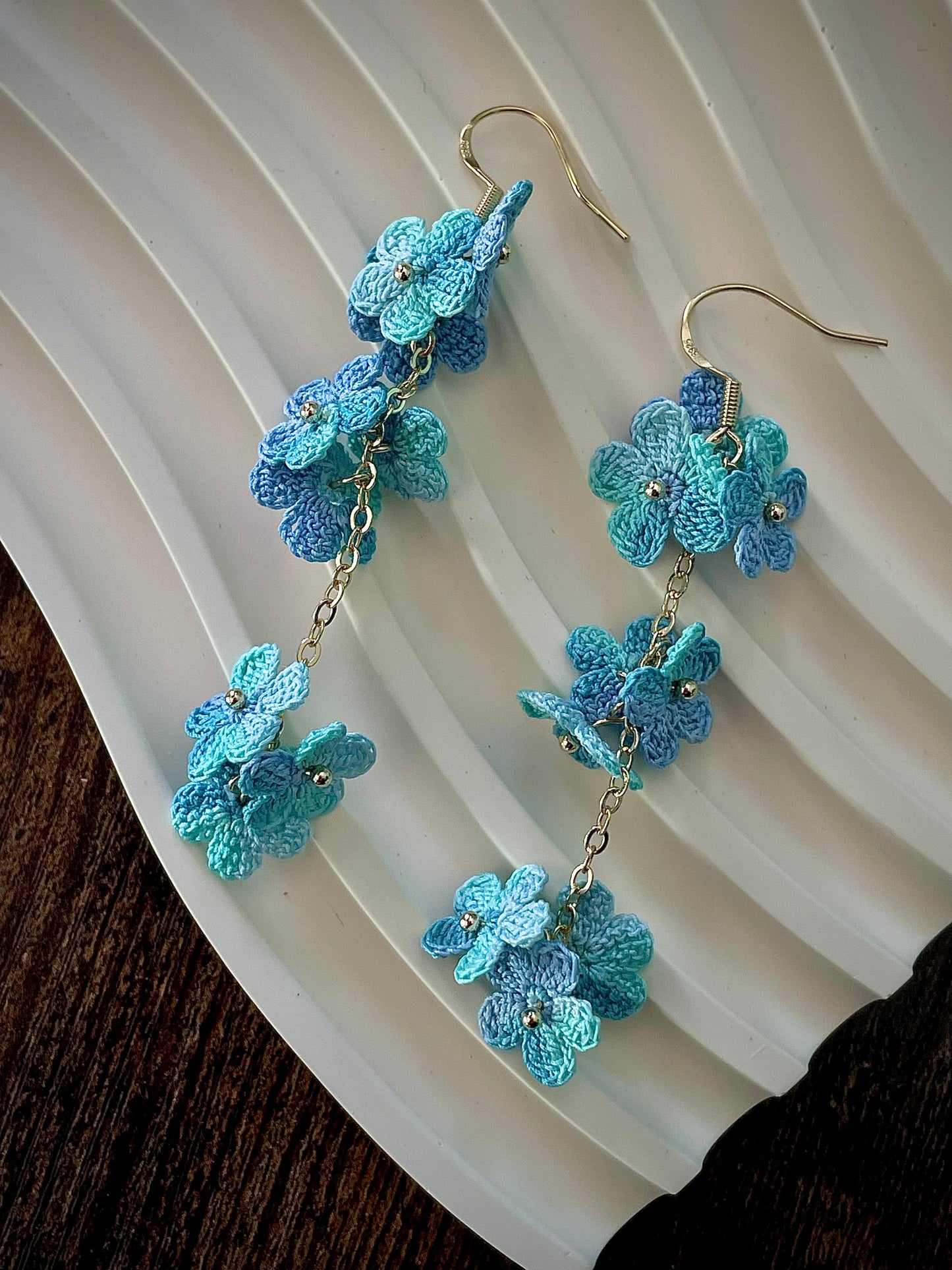 Myosotis Earring Danglers Micro-Crochet that Blossom with Charm