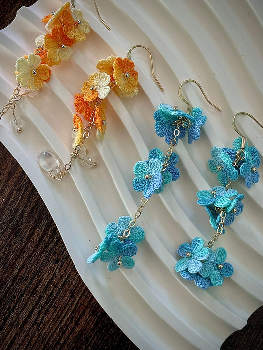 Myosotis Earring Danglers Micro-Crochet that Blossom with Charm