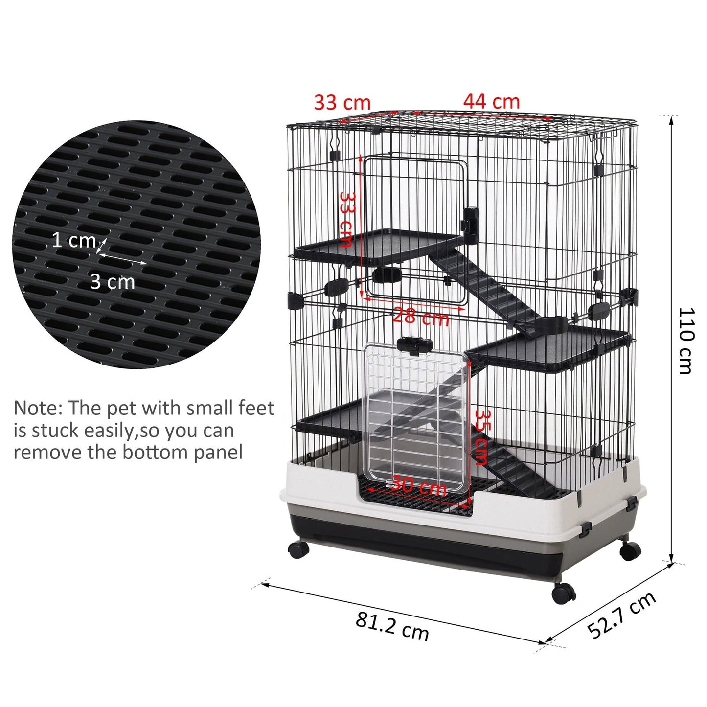 4 Tier Small Animal Cage Black & White by Pawhut