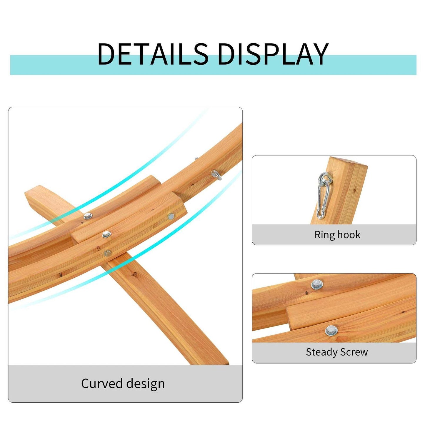 3.25m Wooden Hammock Stand Universal Fit Garden Picnic Camp Accessories