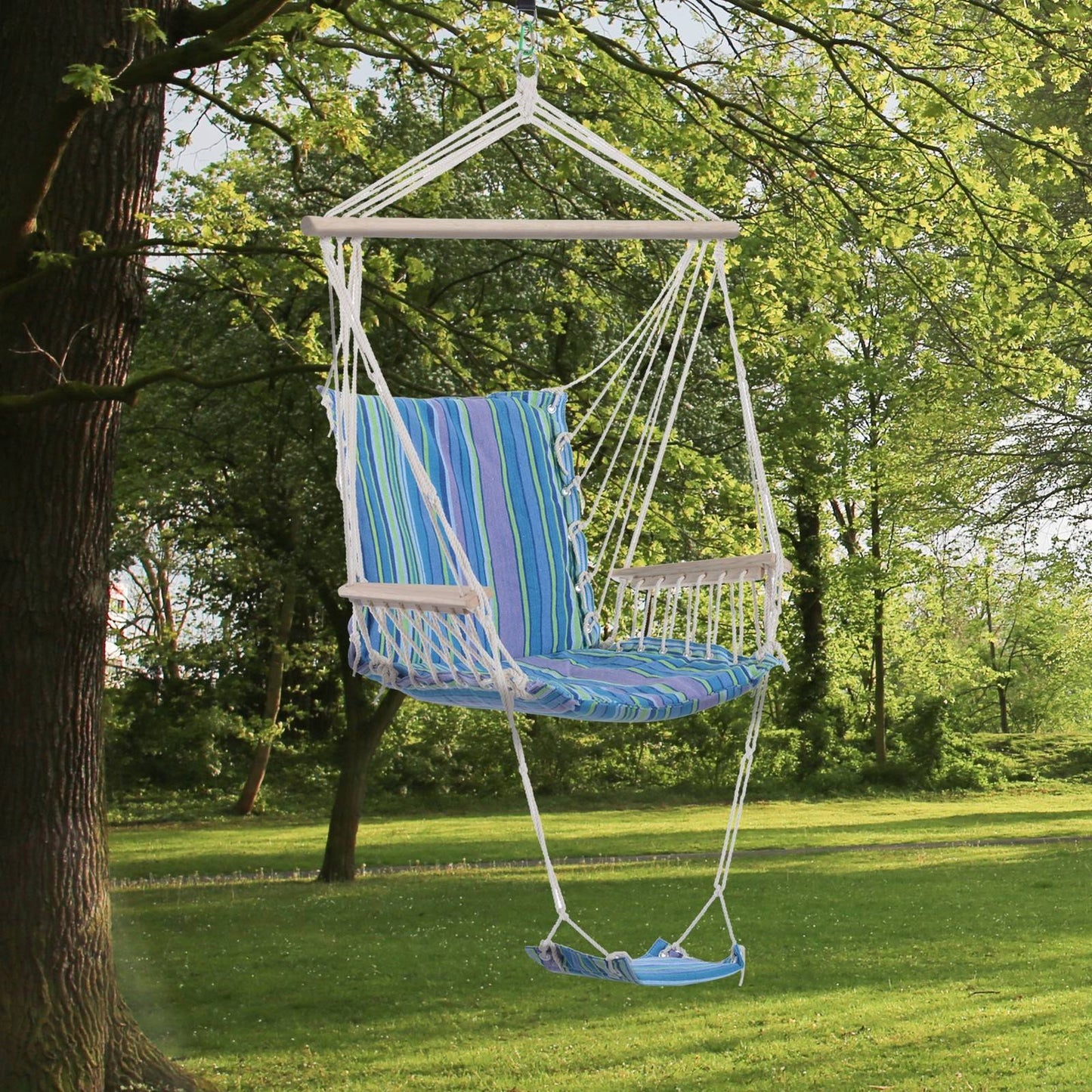 Hanging Rope Chair with Soft Padded Seat & Backrest