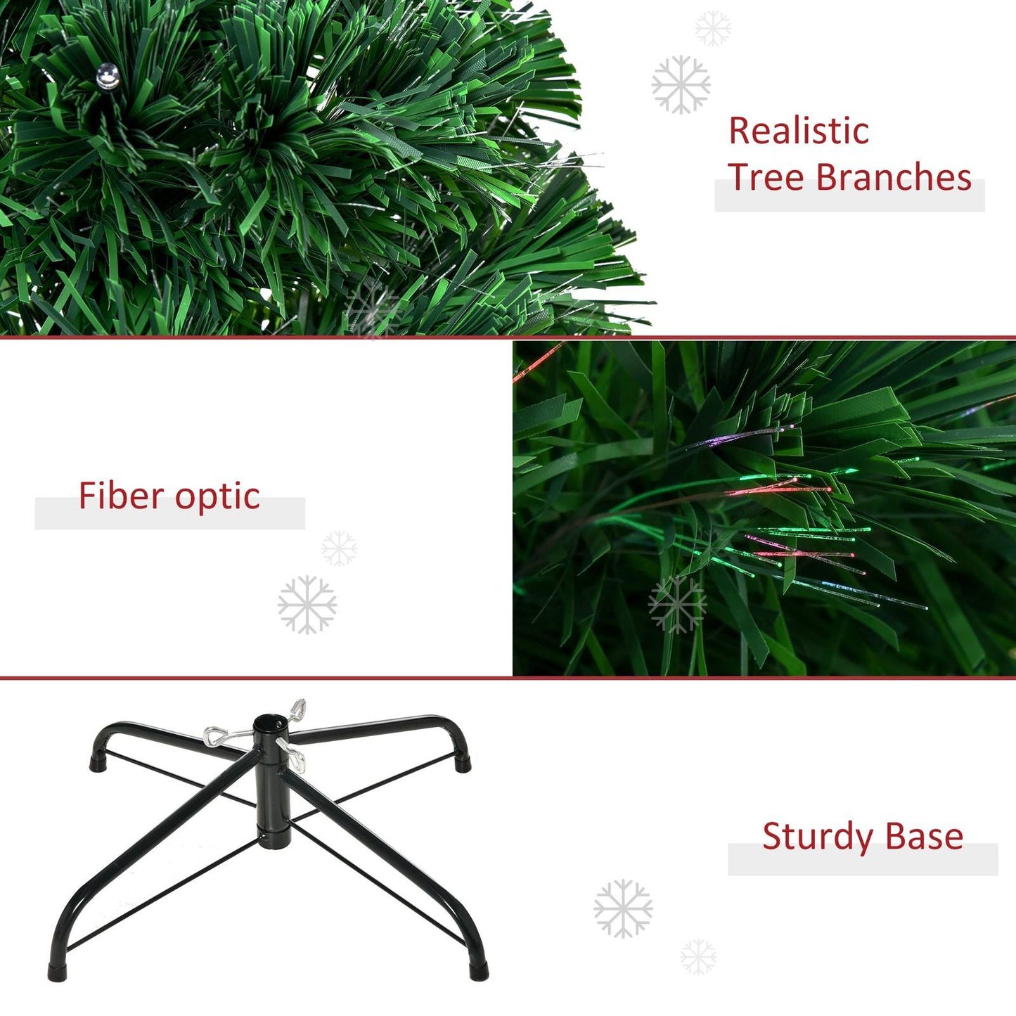 5FT Pre-Lit Fibre Optic Artificial Christmas Tree Holiday Xmas Décor with Tree Topper Multi-Colour