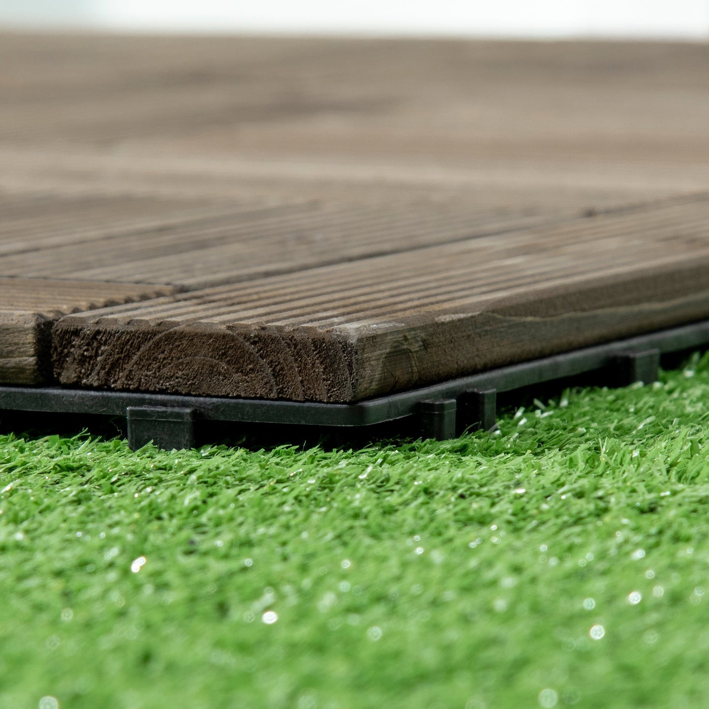 27-Piece Wooden Interlocking Decking Tiles