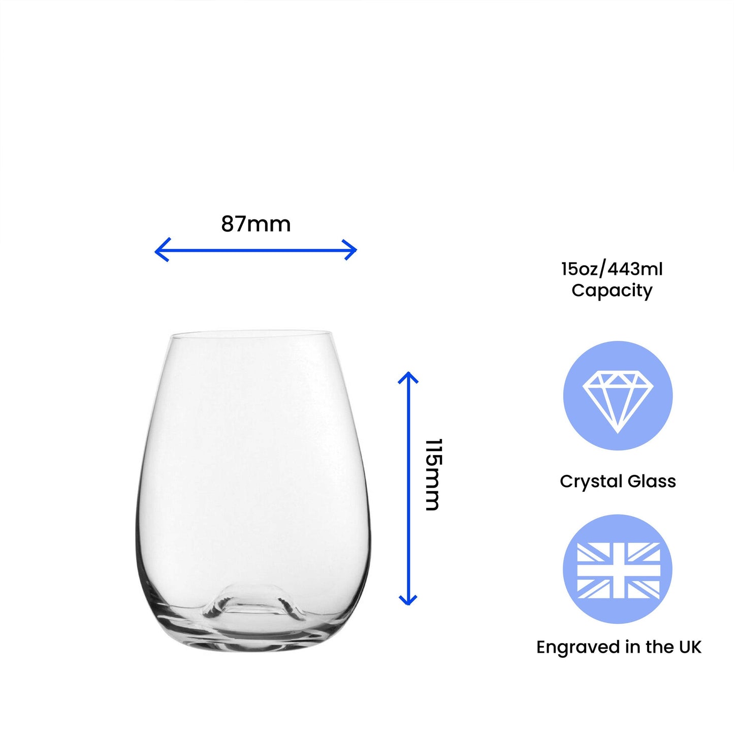 Personalised Engraved Wine Glasses with Any Message & Scripted Name Designs