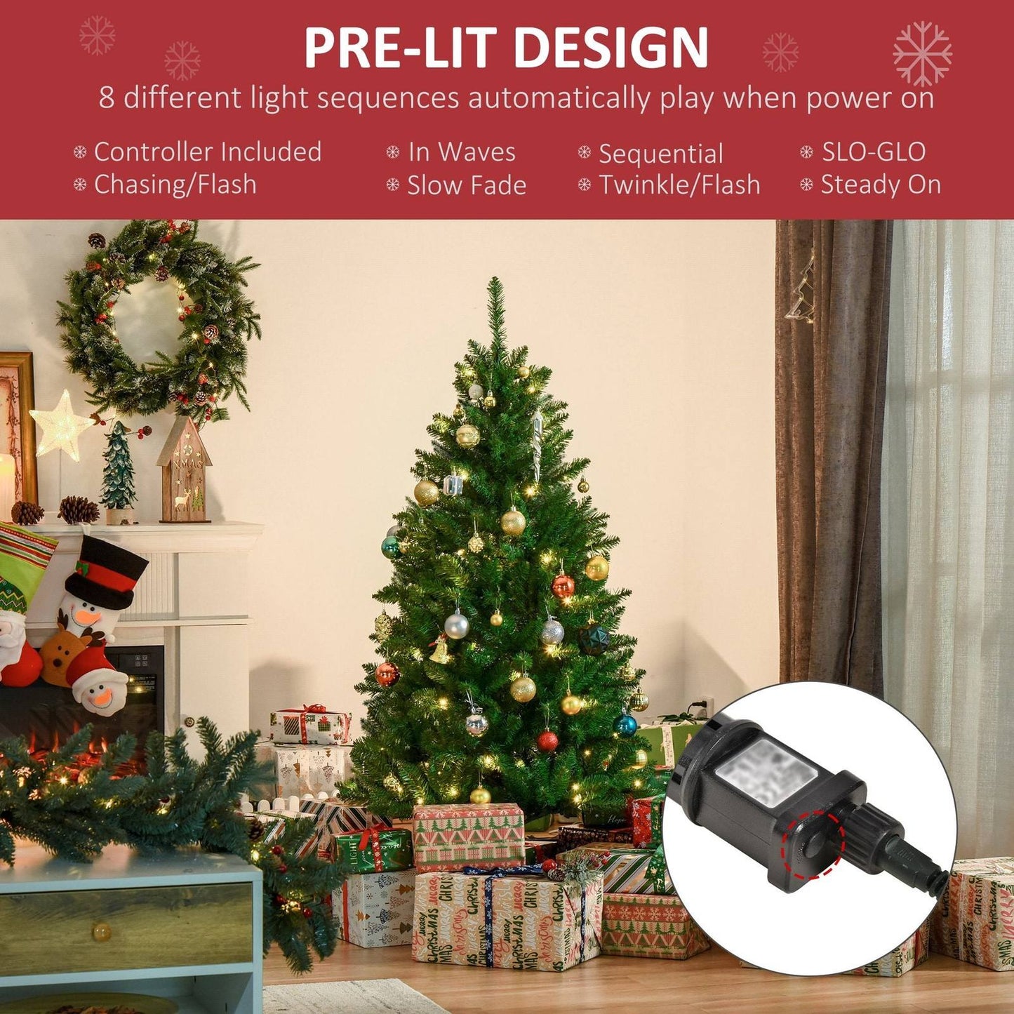 5FT Christmas Tree Warm White LED Light Holiday Home Decoration