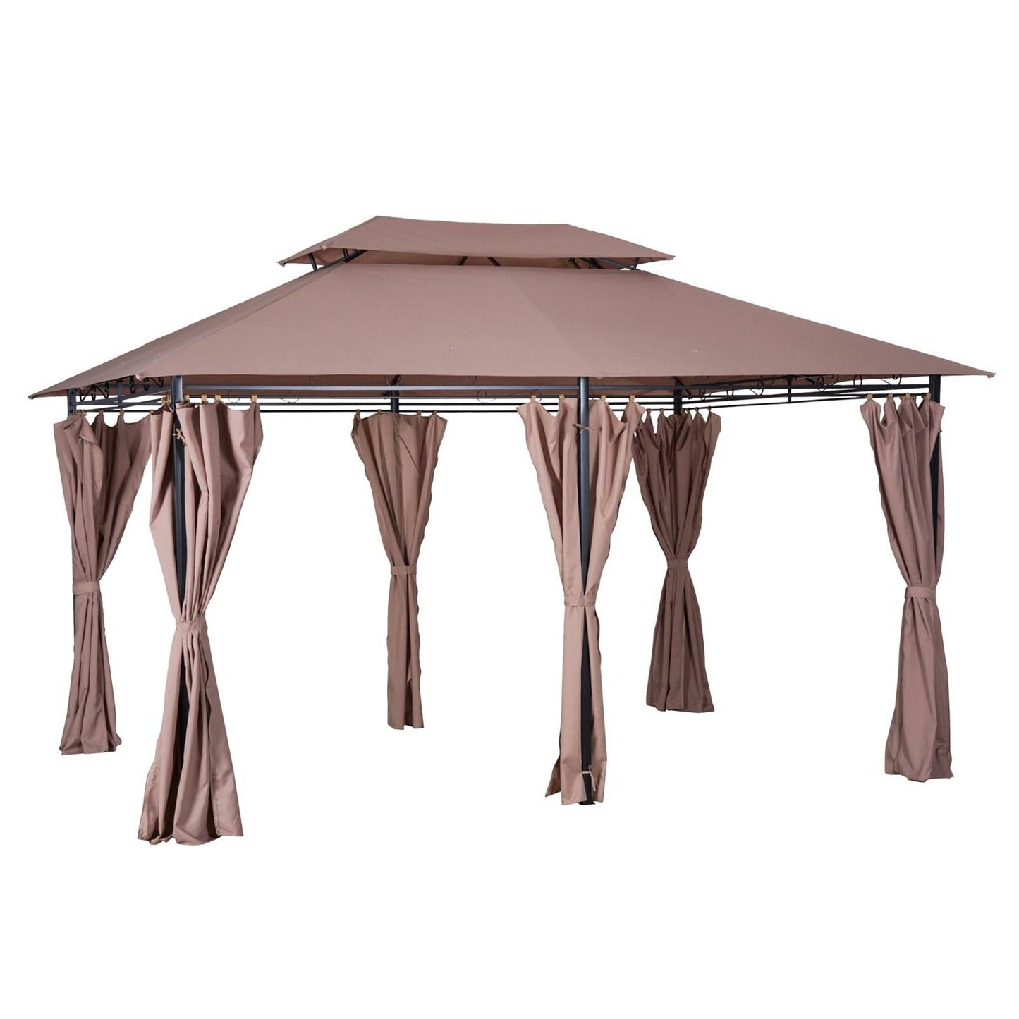 4m x 3M Metal Gazebo Canopy Party Tent Garden Pavillion Patio Shelter Pavilion with Curtains Sidewalls
