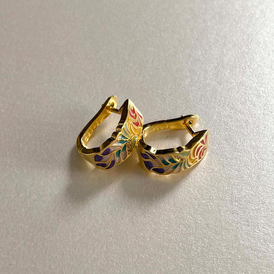 Francesca Gold Tone Enamel Earrings