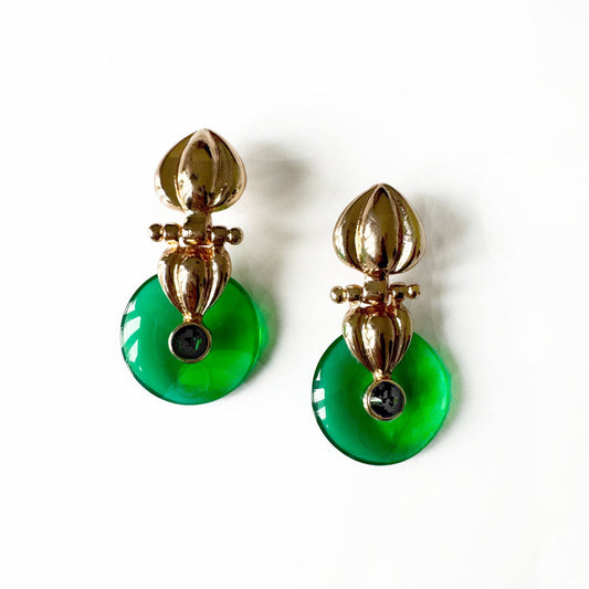 Naomi Green Disc Statement Earrings
