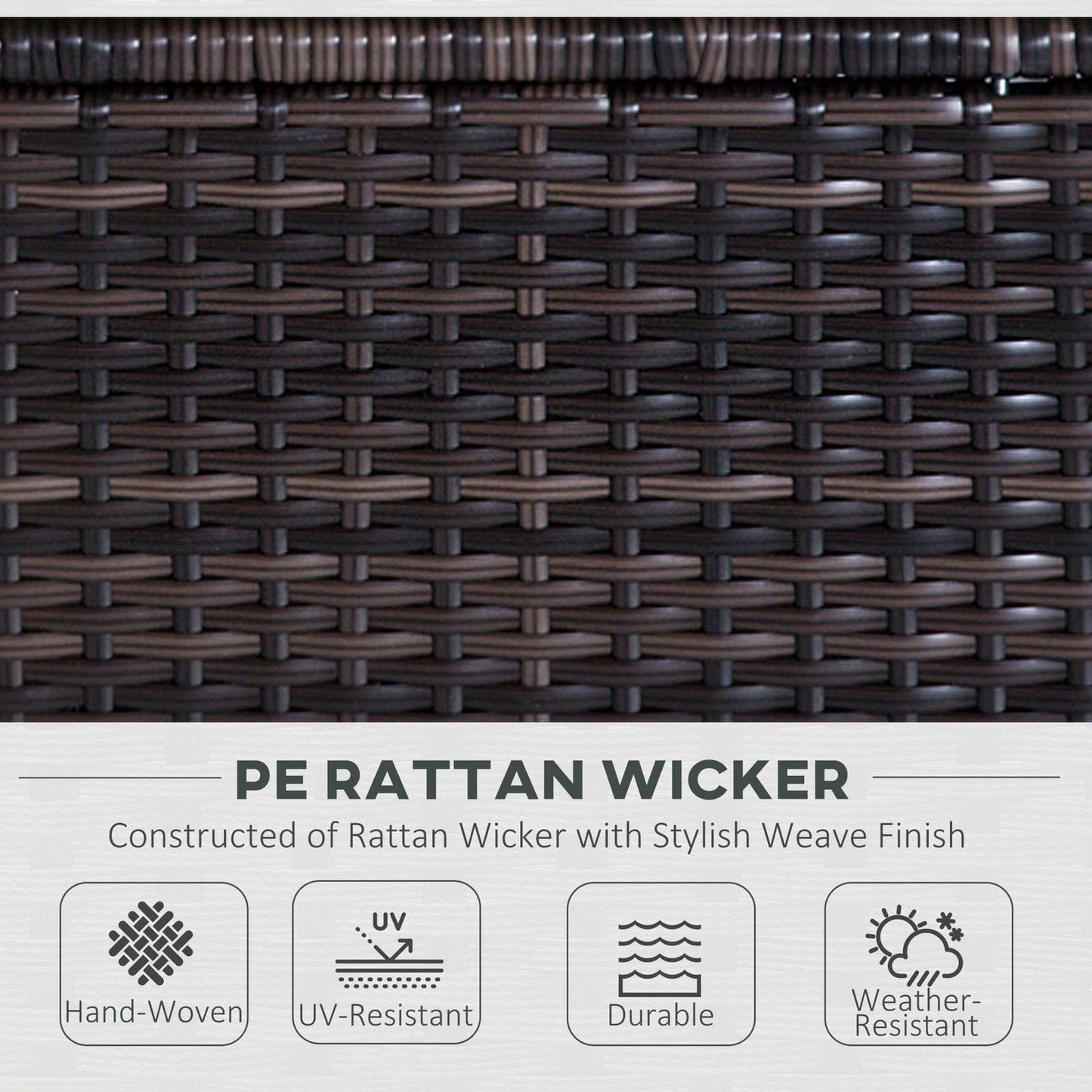 6 PC Rattan Sofa Coffee Table Set Sectional Wicker Weave Furniture for Garden Outdoor Conservatory w/ Pillow Cushion Brown