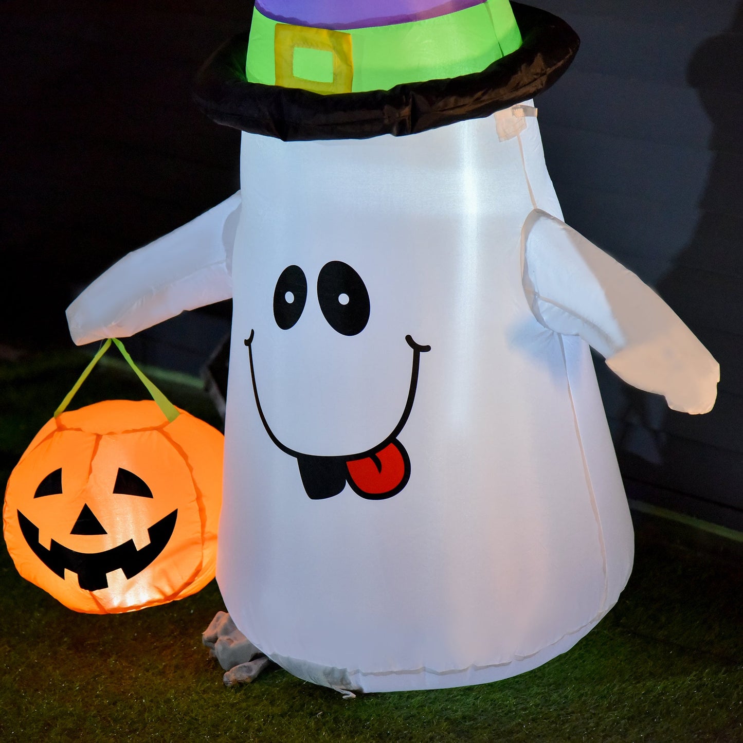 Halloween 1.2m LED Outdoor Inflatable Decoration - Ghost w/ Pumpkin Lantern