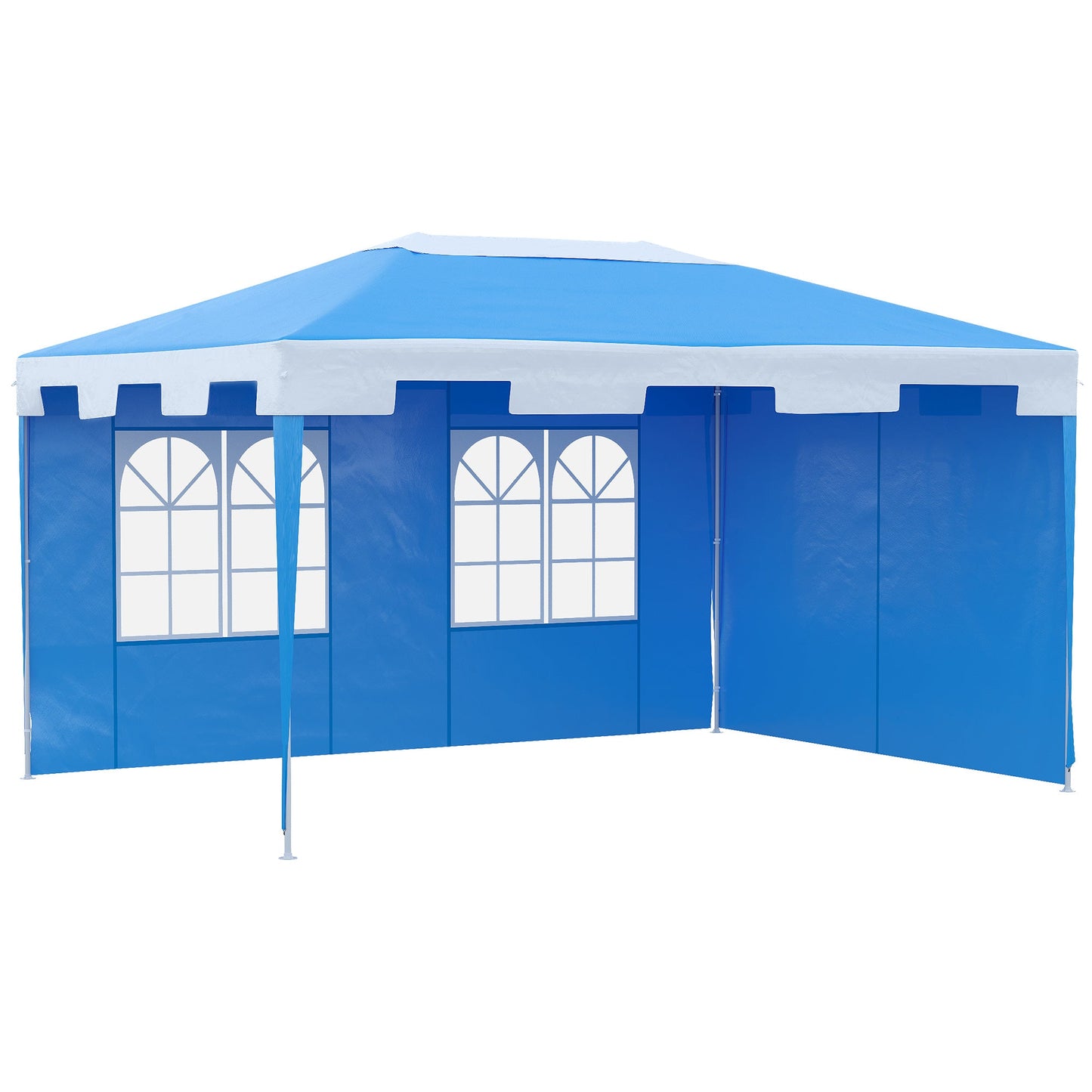 3 x 4 m Garden Gazebo Marquee Party Tent with 2 Sidewalls for Patio Yard Outdoor - Blue
