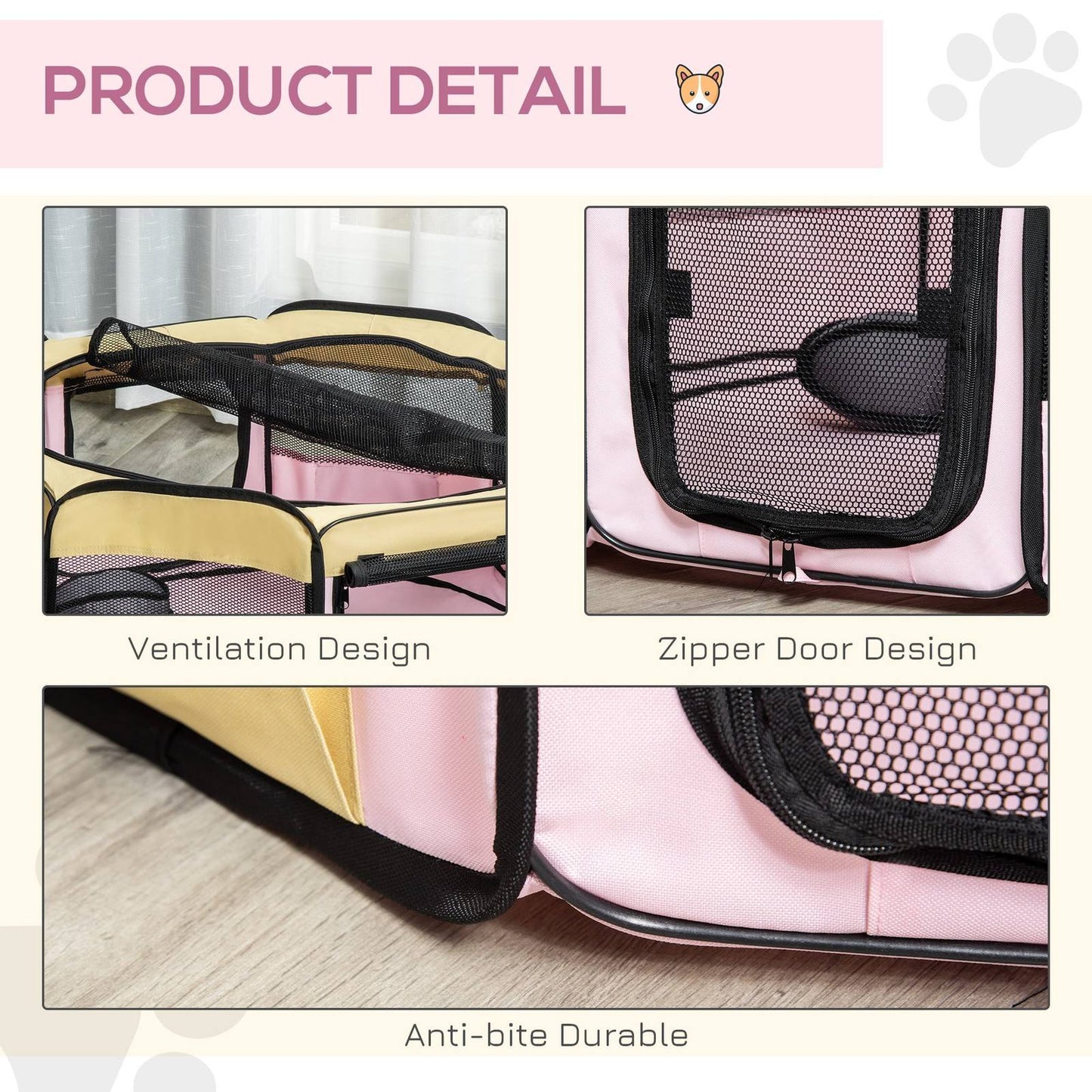 PawHut Fabric Folding Dog Pens Pet Puppy PlayPen
