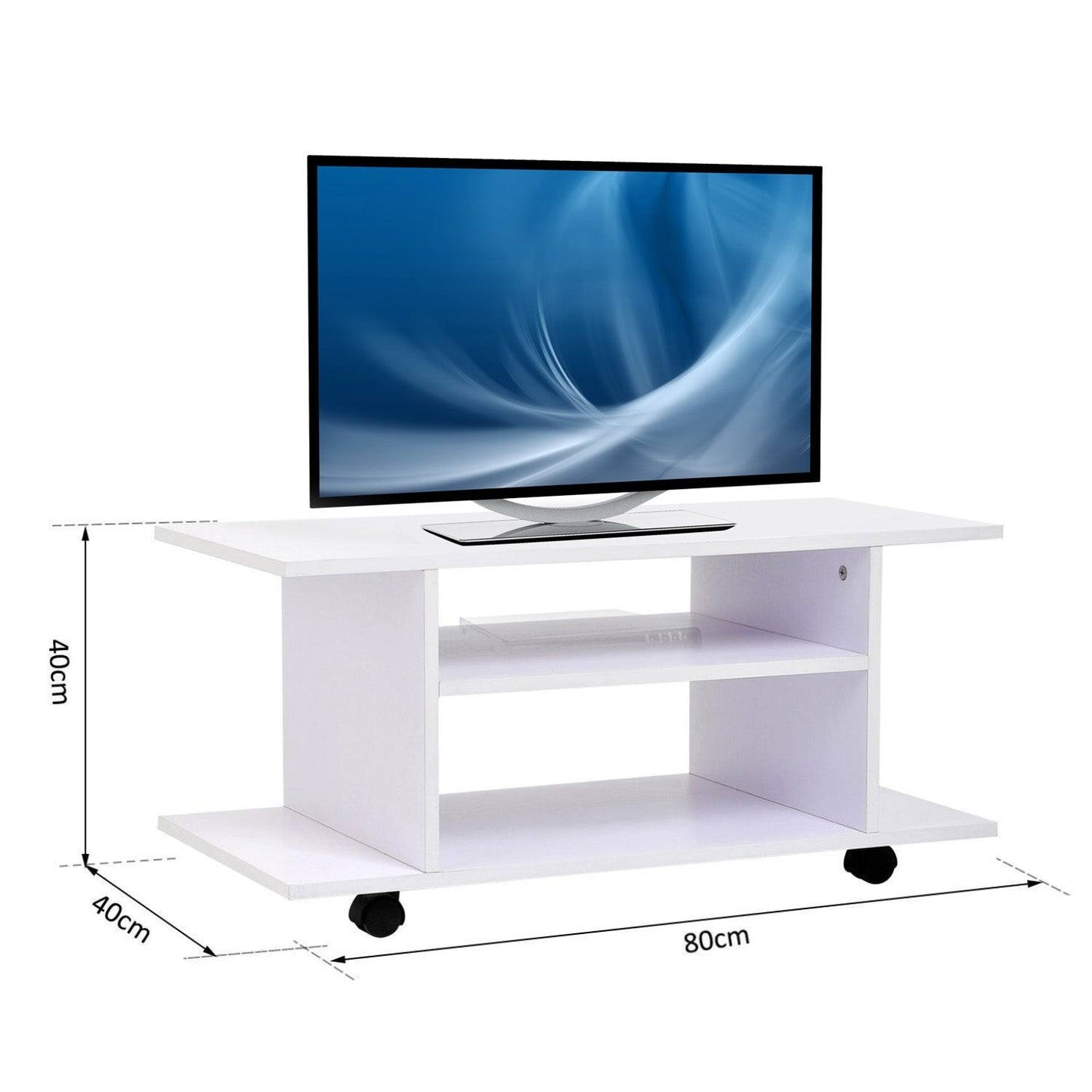 Modern TV Cabinet Stand Storage Shelves Table Mobile Bedroom Furniture Bookshelf Bookcase White New