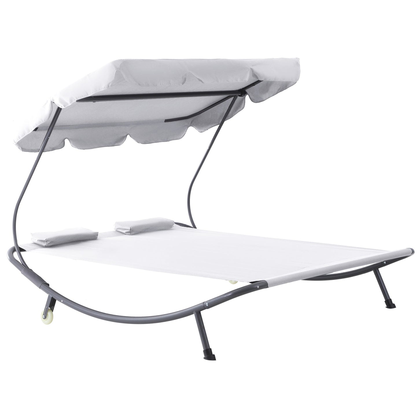 Patio Double Hammock Sun Lounger Bed w/ Canopy Shelter