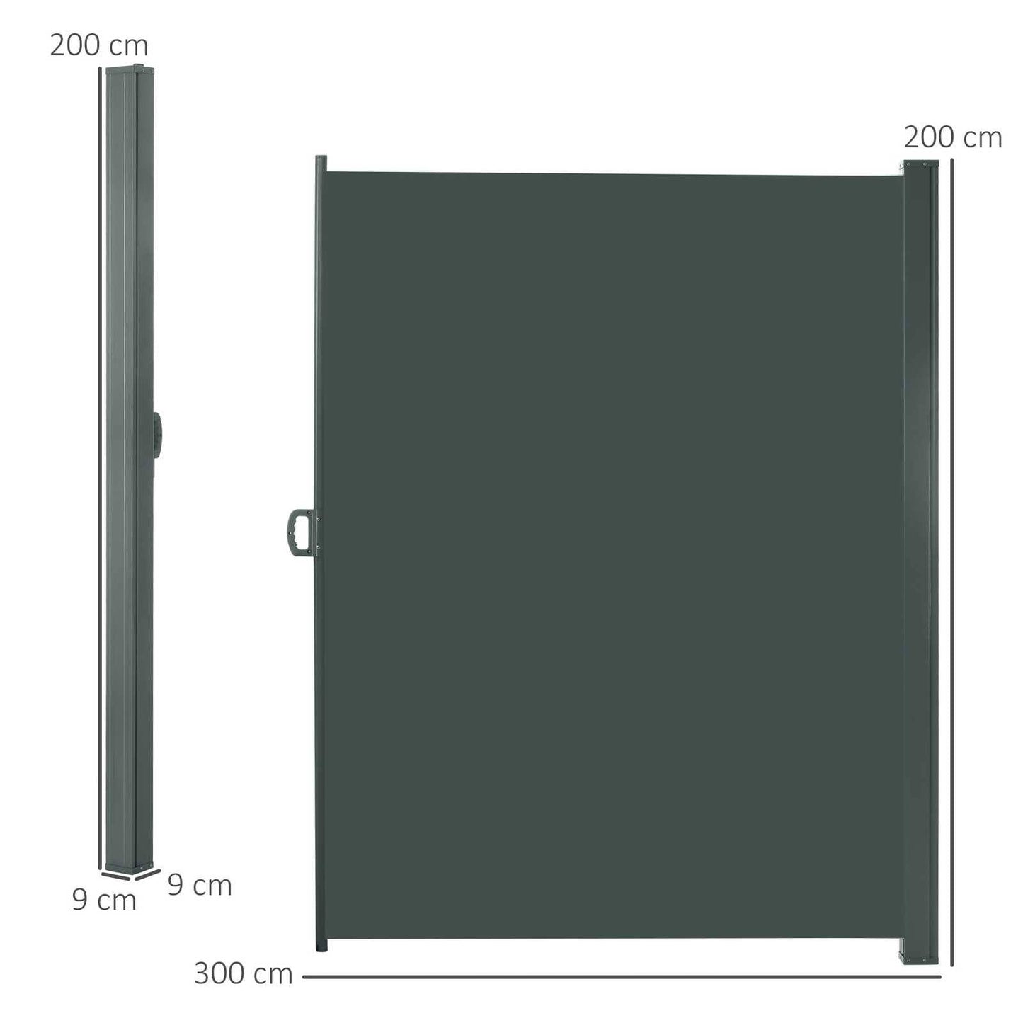 3x2m Retractable Sun Side Awning Screen Fence Patio Garden Wall Balcony Screening Panel Outdoor Blind Privacy Divider