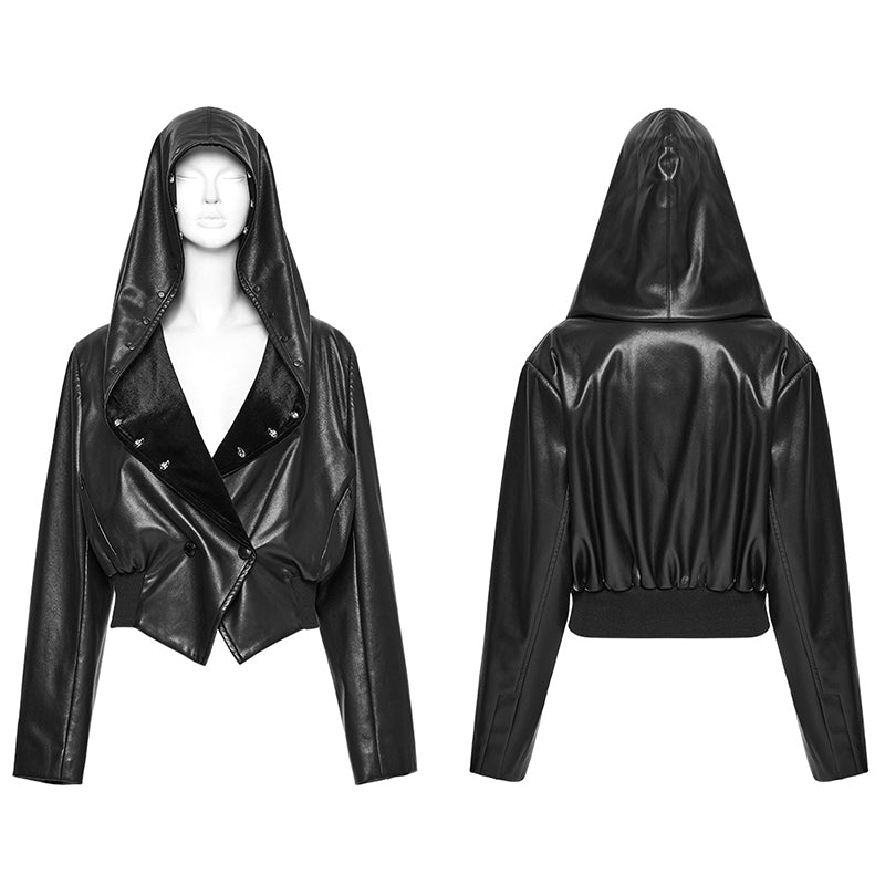Punk Rave Nyx Hooded Faux Leather Jacket