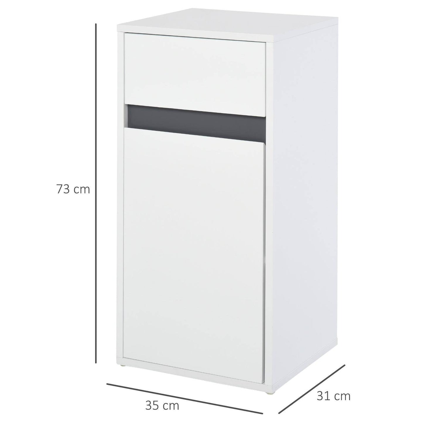 Medium-density fibreboard Tri-Compartment Bathroom Storage Cabinet White
