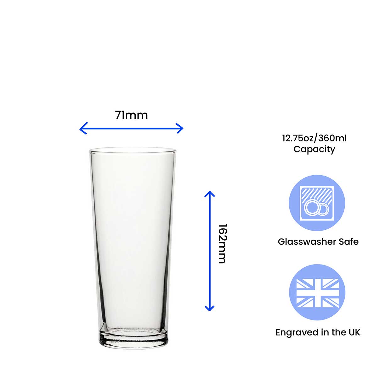 Engraved Senator Beer Glass 12.75oz/377ml, Any Message