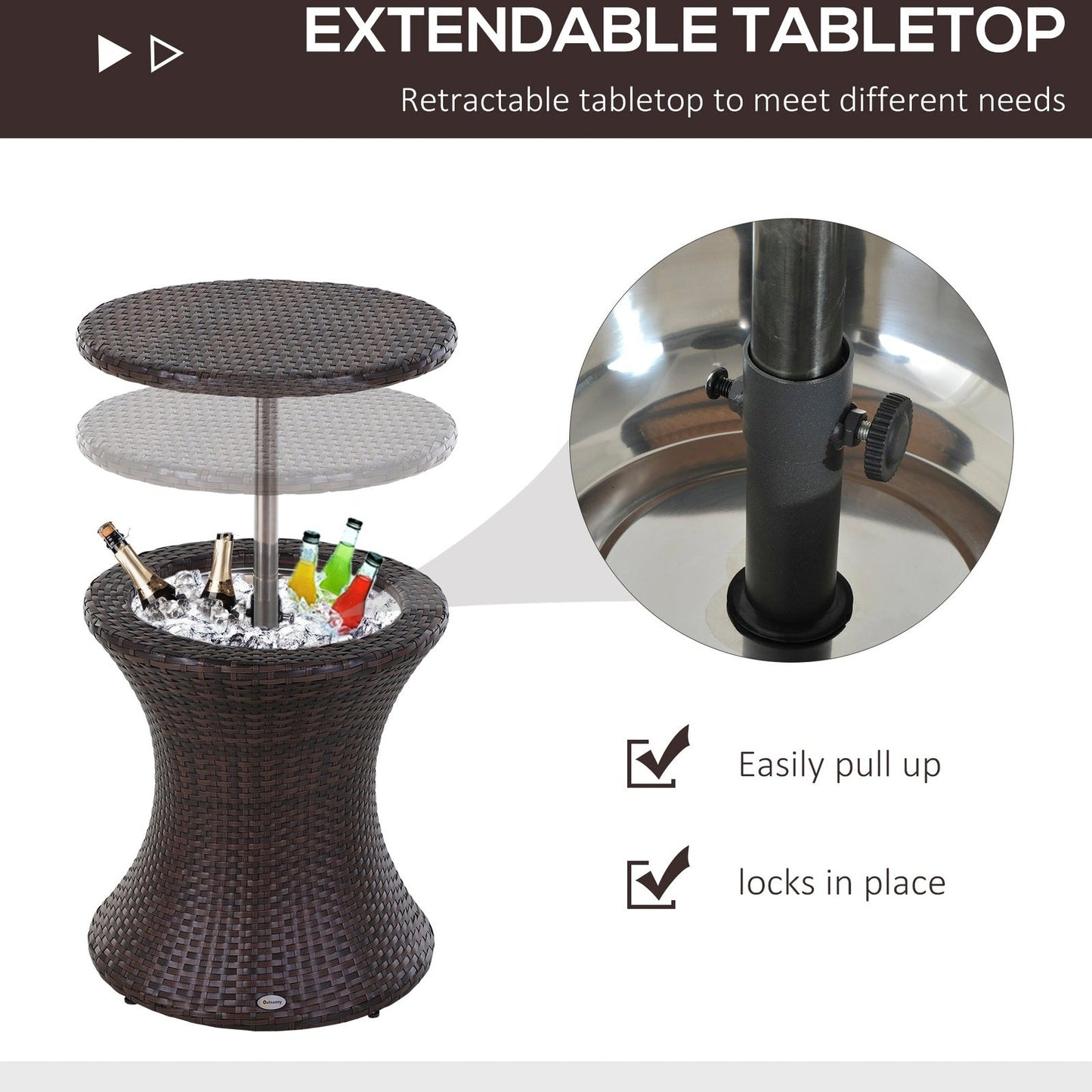 PE Rattan Ice Bucket Table