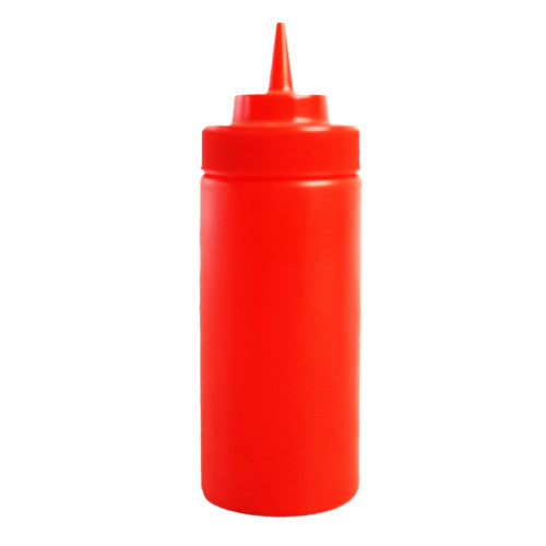Wide Mouth Squeeze Bottle 16oz / 475ml Red - Pack of 6