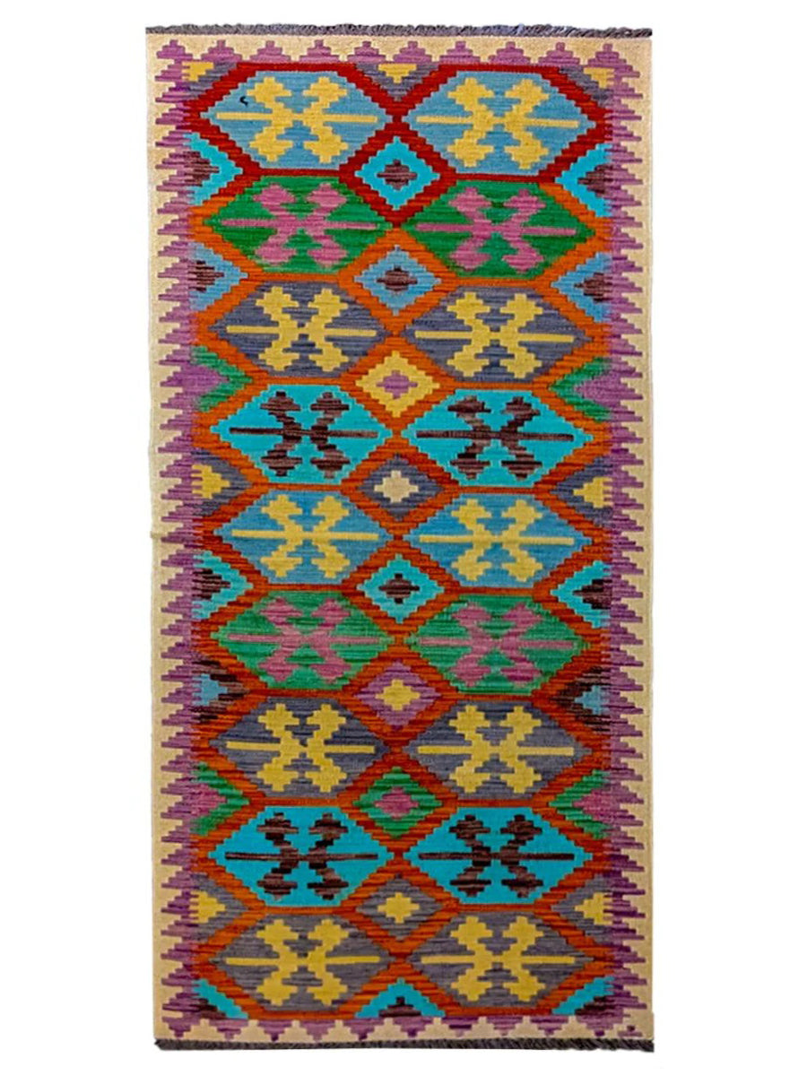 Maimana Afghanistan Kilim Rug - 287 x 79 cm