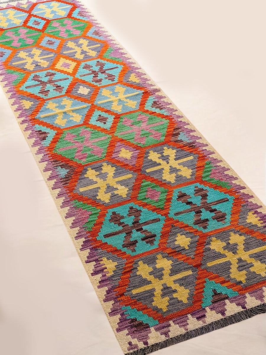 Maimana Afghanistan Kilim Rug - 287 x 79 cm