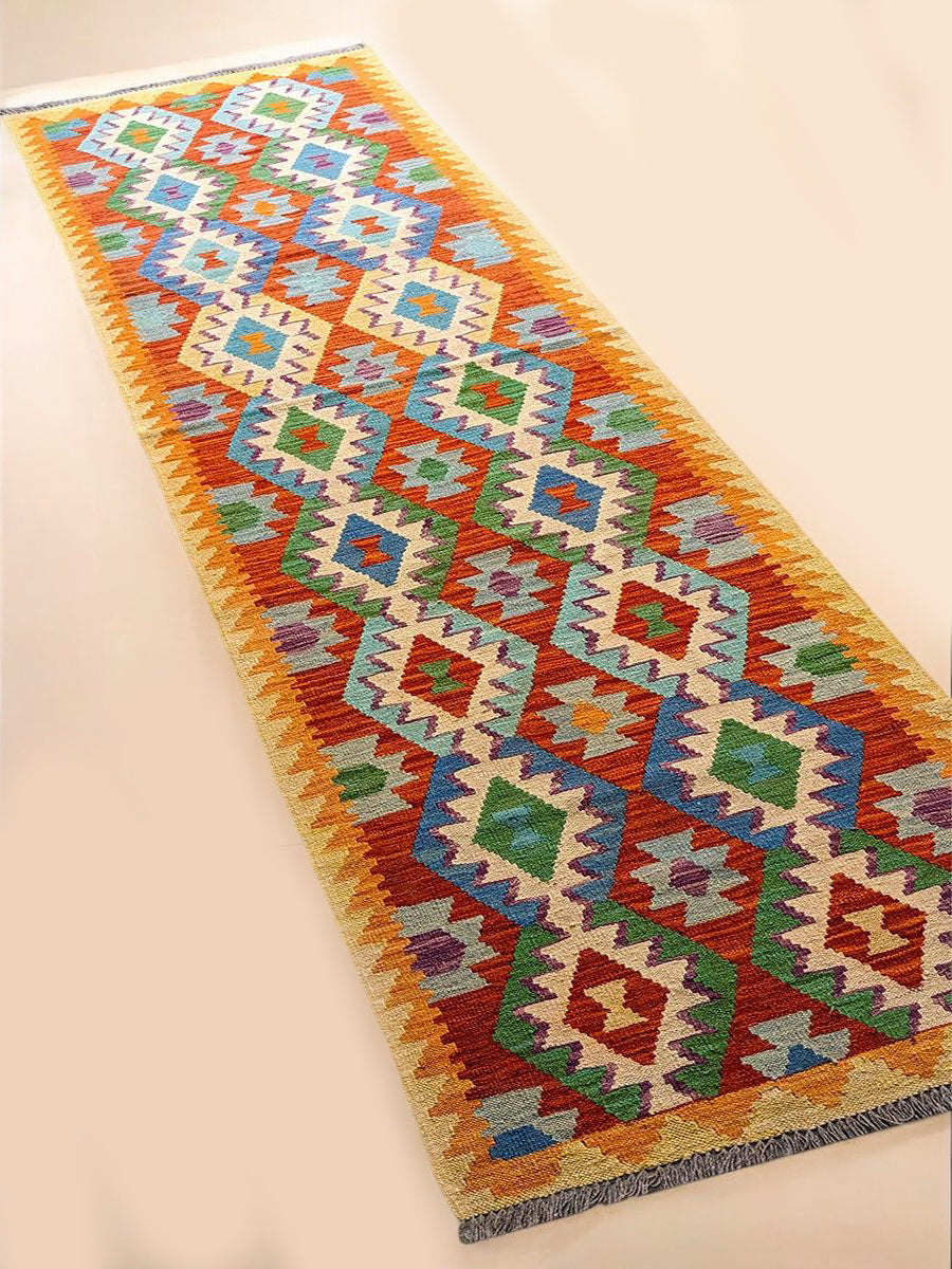 Maimana Afghanistan Kilim Rug - 302 x 81 cm