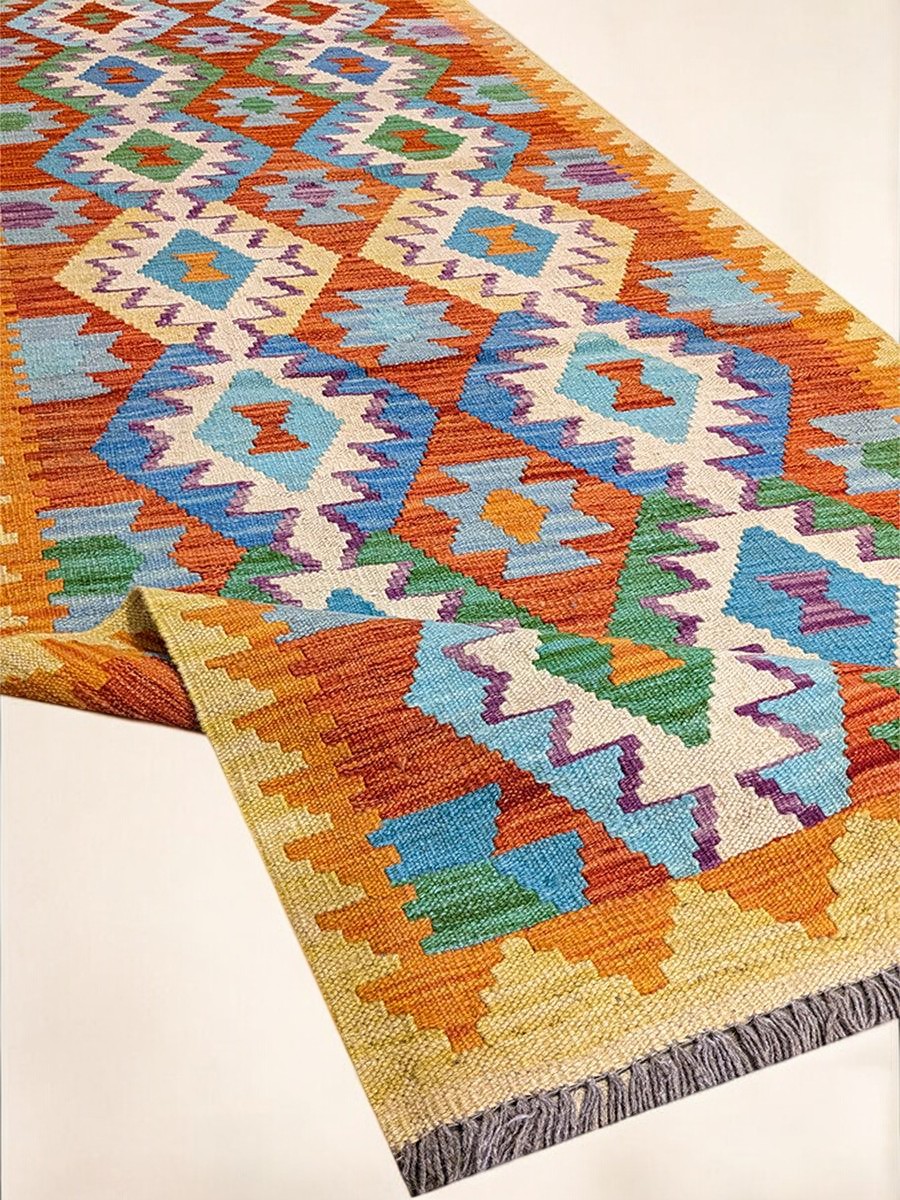 Maimana Afghanistan Kilim Rug - 302 x 81 cm