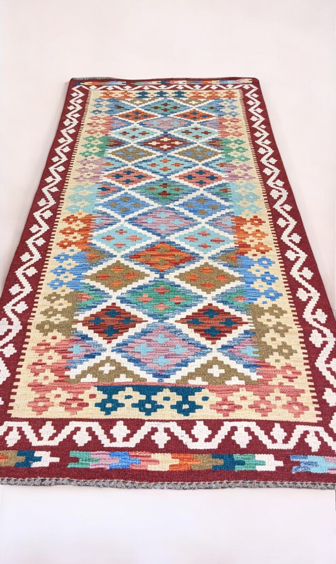 Maimana Afghanistan Kilim Rug - 206 x 84 cm