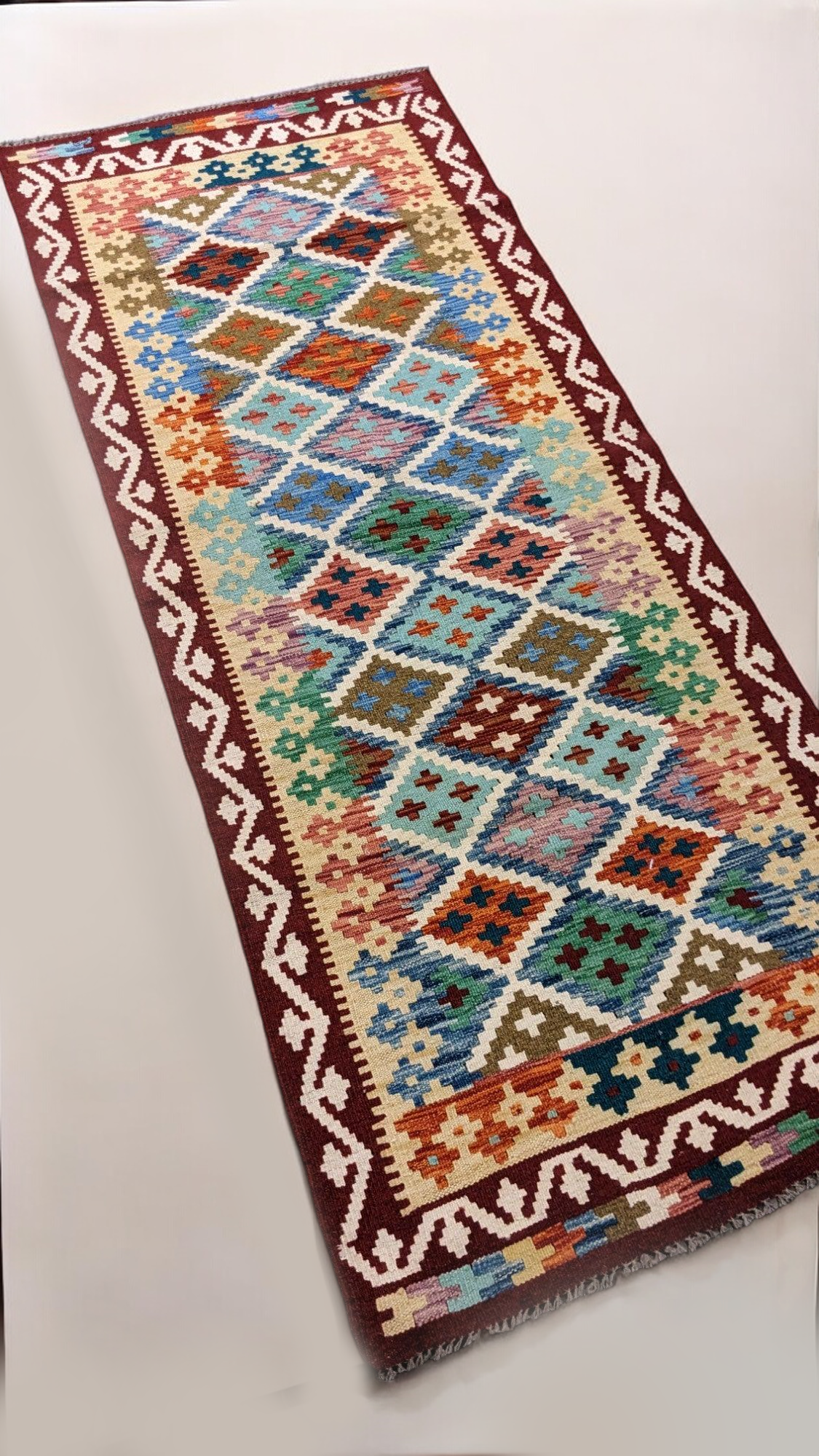 Maimana Afghanistan Kilim Rug - 206 x 84 cm