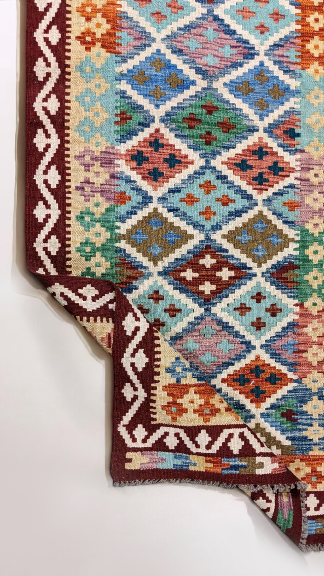 Maimana Afghanistan Kilim Rug - 206 x 84 cm