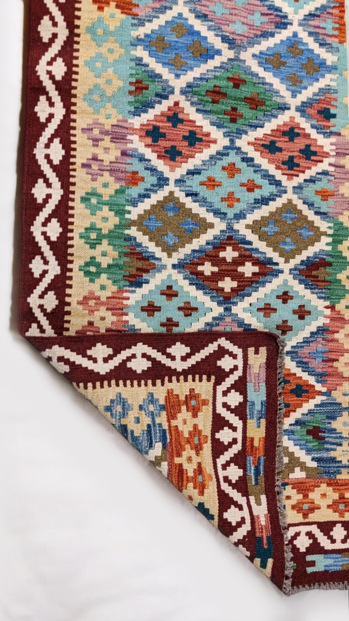 Maimana Afghanistan Kilim Rug - 206 x 84 cm