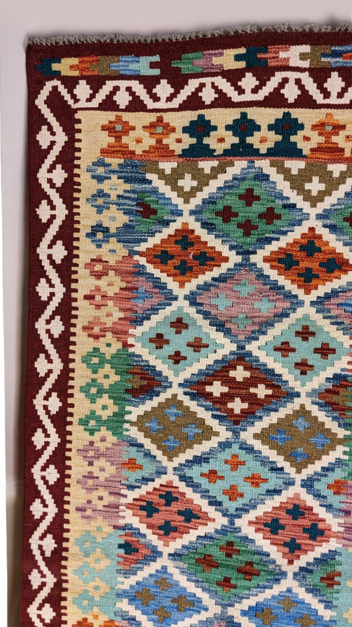 Maimana Afghanistan Kilim Rug - 206 x 84 cm