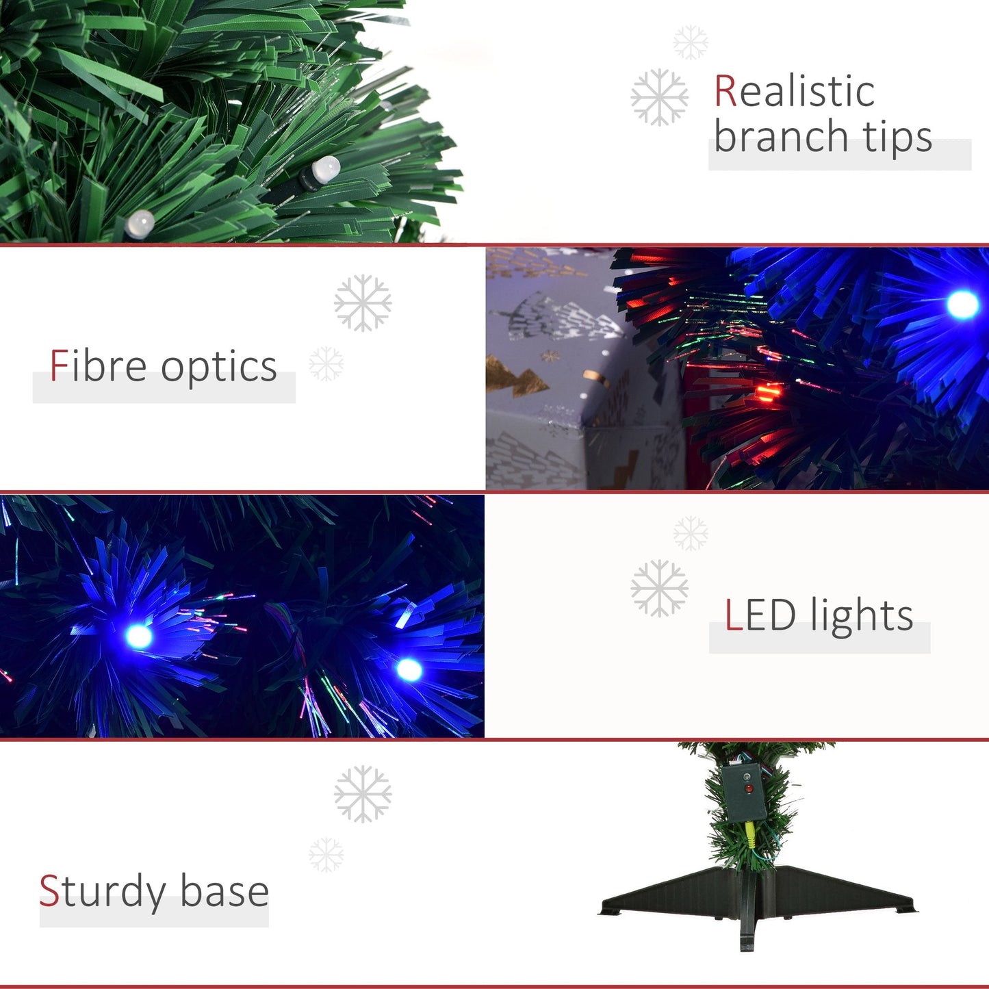 3FT Prelit Artificial Christmas Tree with Multi-Coloured Fiber Optic LED Light