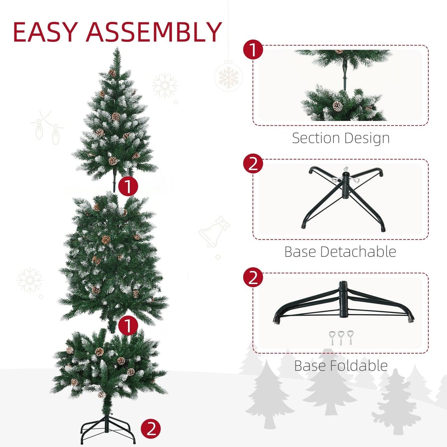 6' Snow Artificial Christmas Tree with Realistic Branches