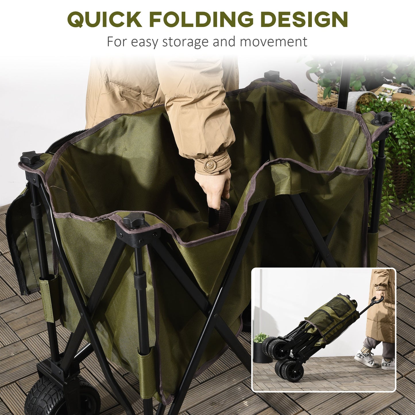 Folding Garden Trolley on Wheels