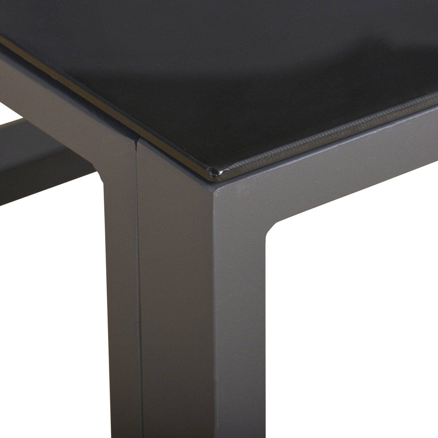 5-Pieces Outdoor Patio Furniture Set with Glass End Table Padded Cushion Grey