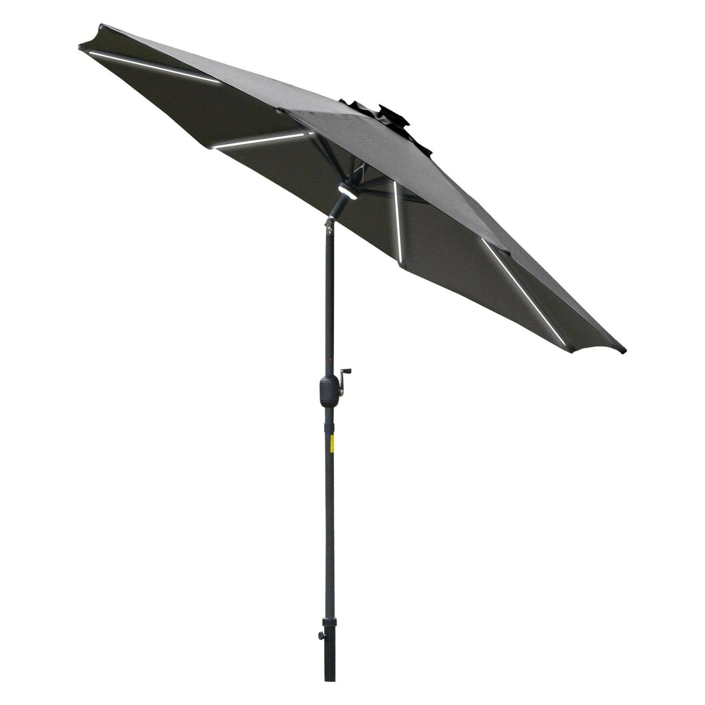 2.7m Garden Parasol Sun Umbrella w/ LED Solar Light Angled Canopy Grey